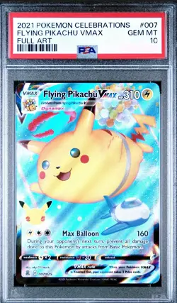 2021 POKEMON CELEBRATIONS #007 FULL ART/FLYING PIKACHU VMAX PSA 10 - Image 1