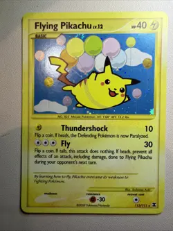 Flying Pikachu 113/111 Platinum Rising Rivals Pokemon Card Holo Secret Rare - Image 1