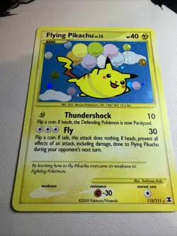Flying Pikachu 113/111 Platinum Rising Rivals Pokemon Card Holo Secret Rare - Image 2