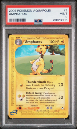 2003 Pokemon Aquapolis Ampharos 1/147 PSA 9 Mint - Image 1