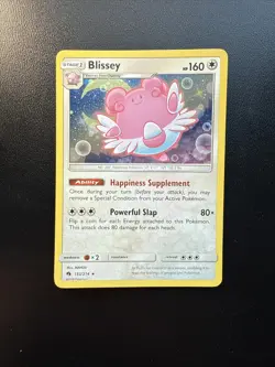 Pokemon TCG Blissey S&M Lost Thunder 153/214 Cosmos Holo Rare Promo Card LP - Image 1