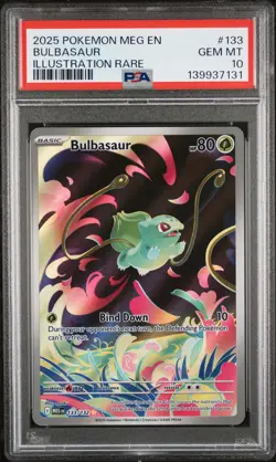 2025 POKEMON MEG EN-MEGA EVOLUTION ILLUSTRATION RARE #133 BULBASAUR PSA 10 - Image 1