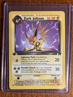 [LP+/NM] 2000 Pokemon Team Rocket Dark Jolteon 1st Edition #38/82 Uncommon - Image 1