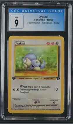2000 Pokemon Dratini 053/082 Team Rocket 1st Edition CGC 9 - Image 1