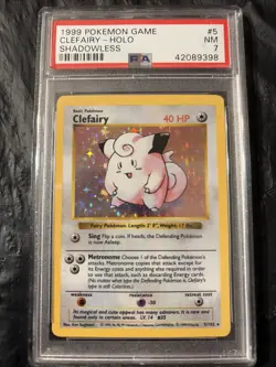 1999 POKEMON BASE SET SHADOWLESS #5 CLEFAIRY-HOLO PSA 7 - Image 1