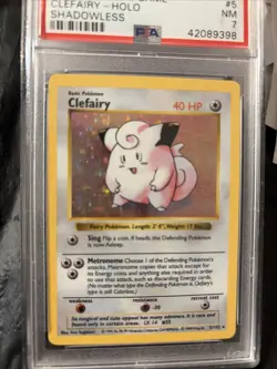 1999 POKEMON BASE SET SHADOWLESS #5 CLEFAIRY-HOLO PSA 7 - Image 2
