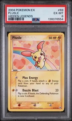 [PSA 6] 2004 POKEMON EX HIDDEN LEGENDS #69 PLUSLE HIDDEN LEGENDS - Image 1