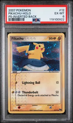 2007 POKEMON POP SER 5 INVERTED BACK #12 PIKACHU-HOLO PSA 6 - Image 1