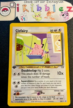 Clefairy 30/111 LP 1st Edition Vintage WoTC Neo Genesis Pokemon Card. Ships Fast - Image 1