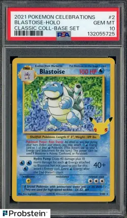 2021 Pokemon Celebrations Classic Coll Base Set #2 Blastoise Holo PSA 10 - Image 1