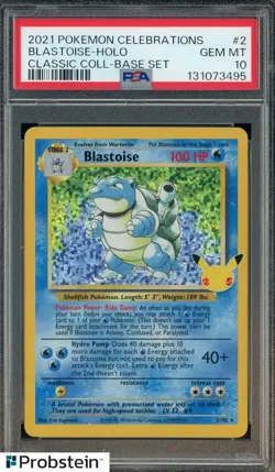 2021 Pokemon Celebrations Classic Coll Base Set #2 Blastoise Holo PSA 10 - Image 1