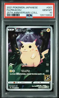 2021 POKEMON JPN 25TH ANNIVERSARY COLLECTION #001 FULL ART/PIKACHU PSA 10 - Image 1