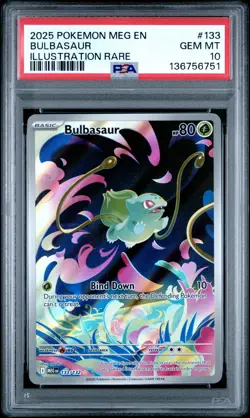 2025 POKEMON MEG EN-MEGA EVOLUTION ILLUSTRATION RARE #133 BULBASAUR PSA 10 - Image 1