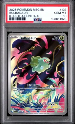 2025 POKEMON MEG EN-MEGA EVOLUTION ILLUSTRATION RARE #133 BULBASAUR PSA 10 - Image 1