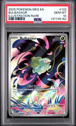 2025 POKEMON MEG EN MEGA EVOLUTION ILLUSTRATION RARE #133 BULBASAUR PSA 10 - Image 1