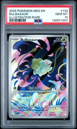 2025 POKEMON MEG EN-MEGA EVOLUTION ILLUSTRATION RARE #133 BULBASAUR PSA 10 - Image 1
