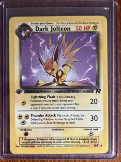 [LP+/NM] 2000 Pokemon Team Rocket Dark Jolteon 1st Edition #38/82 Uncommon - Image 1