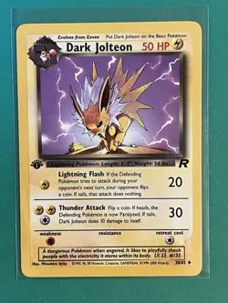 [LP+/NM] 2000 Pokemon Team Rocket Dark Jolteon 1st Edition #38/82 Uncommon - Image 1