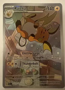 Pokemon TCG Raichu Card 211/193 Paldea Evolved Illustration Rare Full Art Holo - Image 2