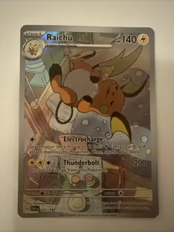 Pokemon TCG Raichu Card 211/193 Paldea Evolved Illustration Rare Full Art Holo - Image 3
