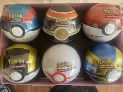 Pokemon PokeBall Tin Lot Of 6 Sealed - 3 TCG Booster Packs Per Tin (H24) - Image 1