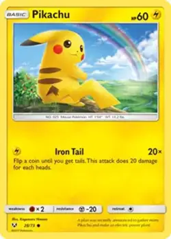 Pikachu - 28/73 - Pokemon Shining Legends Sun & Moon Holo Rare Card NM - Image 1