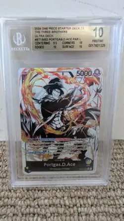 One Piece Portgas D Ace BGS 10 Beckett Leader The Three Brothers TCG Holo Card - Image 1