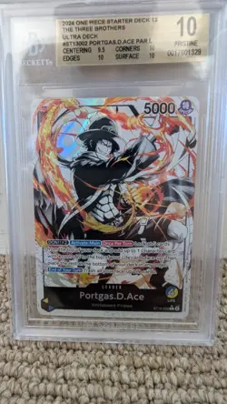 One Piece Portgas D Ace BGS 10 Beckett Leader The Three Brothers TCG Holo Card - Image 4