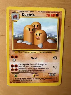 Dugtrio 19/102 Pokemon Base Set Rare Card Excellent Condition - Image 1