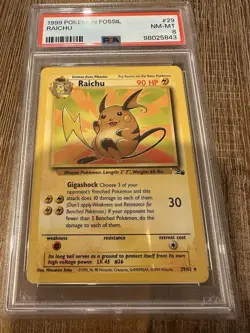 1999 Pokemon Fossil Raichu #29 English Non-Holo Rare 29/62 - PSA 8 NM-MT - Image 3