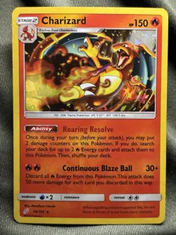 Charizard 14/181 Holo Rare Team Up Sun And Moon Cracked Ice Holo Pokemon NM LP - Image 1