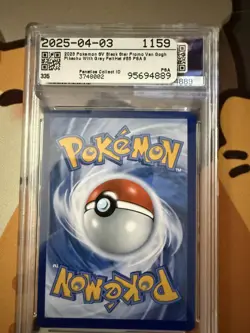 PIKACHU GREY FELT HAT VAN GOGH X POKEMON PSA 9 MINT #085 - 2023 POKEMON PROMO - Image 2
