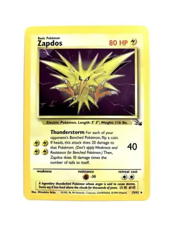 Zapdos 15/62 Fossil Unlimited WOTC Holo Rare Pokemon TCG NM - Image 1
