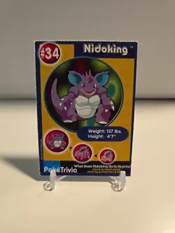 Pokemon Burger King PokeTrivia Perforated Nidoking #34 - Image 1