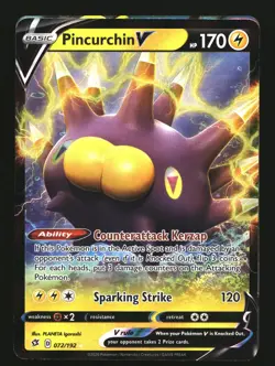 Pokemon SWSH02: Rebel Clash #072/192 Pincurchin V - Image 1