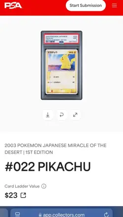 PSA 9 ✨ 2003 Pokemon Japanese Miracle of the Desert 1st Edition #022 Pikachu - Image 3