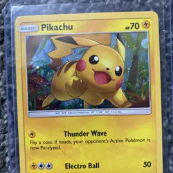 Pikachu SM76 Sun & Moon Holo Rare Black Star Promo Pokemon Card With Swirl - Image 4