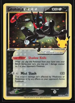 HD Galaxy SWIRL Greninja Star SWSH144 Sword & Shield Black Star Promo Pokemon - Image 2
