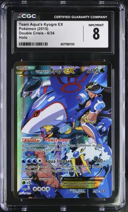 CGC 8 Team Aqua's Kyogre EX 2015 Double Crisis 6/34 Holo Pokemon Card - Image 1