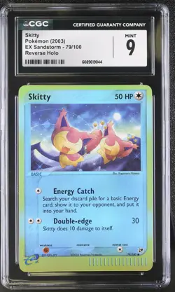 CGC 9 MINT Skitty 2003 EX Sandstorm 79/100 Reverse Holo Pokemon Card - Image 1
