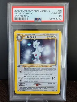 2000 POKEMON TCG NEO GENESIS #16 TOGETIC 1ST EDITION - HOLO PSA 10 GEM MT - Image 1