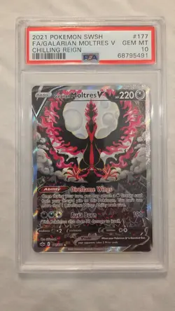 2020 POKEMON SWORD & SHIELD FA/GALARIAN MOLTRES V CHILLING REIGN (PSA GEM MT 10) - Image 1