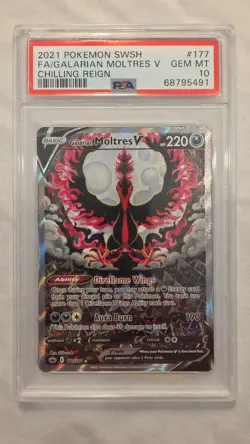 2020 POKEMON SWORD & SHIELD FA/GALARIAN MOLTRES V CHILLING REIGN (PSA GEM MT 10) - Image 2