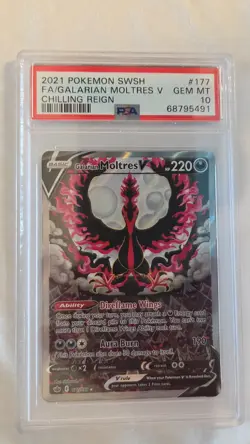 2020 POKEMON SWORD & SHIELD FA/GALARIAN MOLTRES V CHILLING REIGN (PSA GEM MT 10) - Image 3