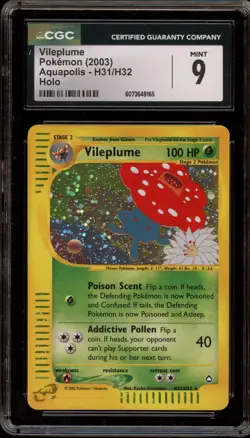 Pokemon Vileplume Aquapolis Holo Rare #H31 CGC 9 Mint - Image 1