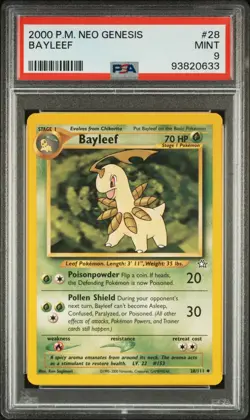 2000 POKEMON NEO GENESIS #28 BAYLEEF PSA 9 - Image 1