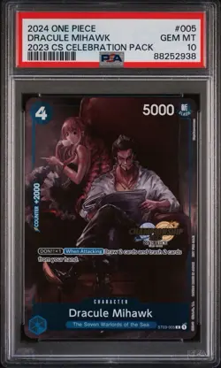 Dracule Mihawk (CS 2023 Celebration Pack) ST03-005 One Piece Promo PSA 10 - Image 1
