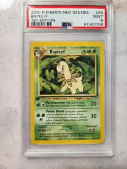 2000 Pokemon Bayleef Neo Genesis 1st Edition #28 PSA 9 Mint - Image 1
