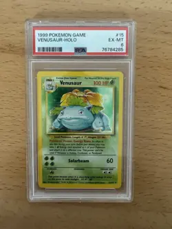 PSA 6 Venusaur 15/102 1999 Base Set Holo Rare Pokemon Card - Image 1