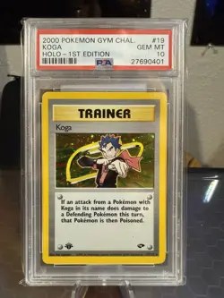 PSA 10 KOGA 1ST EDITION GYM CHALLENGE HOLO 19 POKEMON 2000 GEM MINT - Image 1